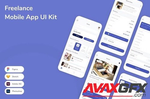 Freelance Mobile App UI Kit 93B4YE6