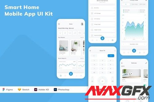 Smart Home Mobile App UI Kit Y8T4NUD