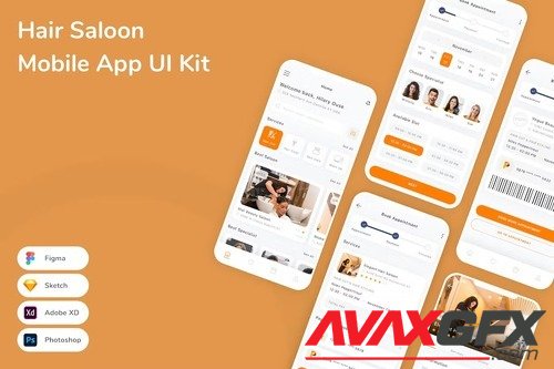 Hair Saloon Mobile App UI Kit YLVFHFD