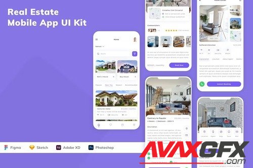 Real Estate Mobile App UI Kit G64VPCR
