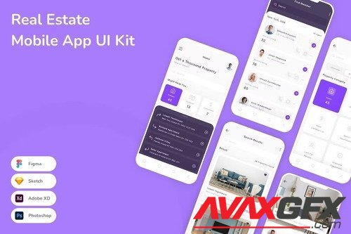 Real Estate Mobile App UI Kit WNV46PQ