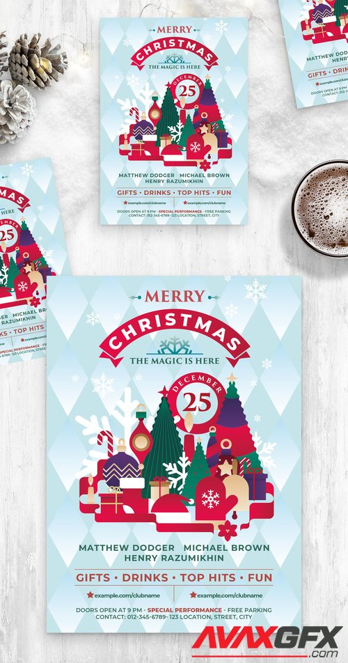 Adobestock - Christmas Flyer Poster with Geometric Illustrations 532852021