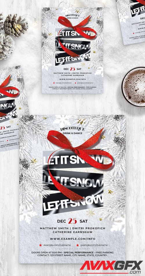 Adobestock - White Christmas Flyer with Snowy Winter Scene 532852017