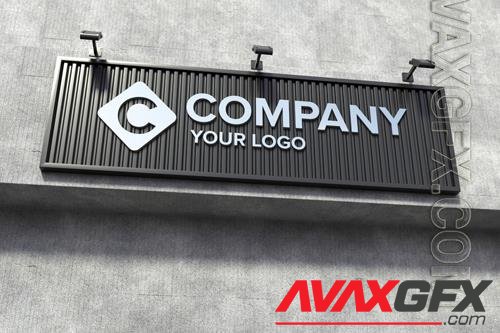 PSD shop sign mockup on concrete wall