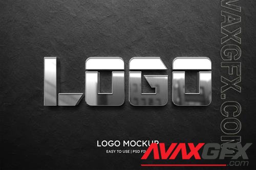 PSD logo mockup on dark concrete wall