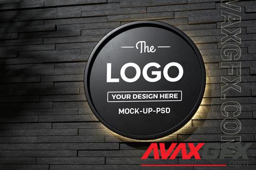 PSD shop sign mockup on black wall vol 2