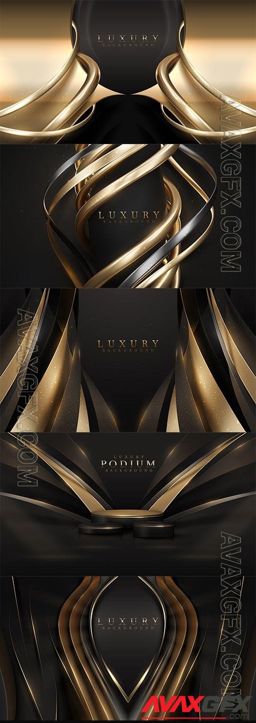 Gold luxury background with black with line decoration and glitter light effect