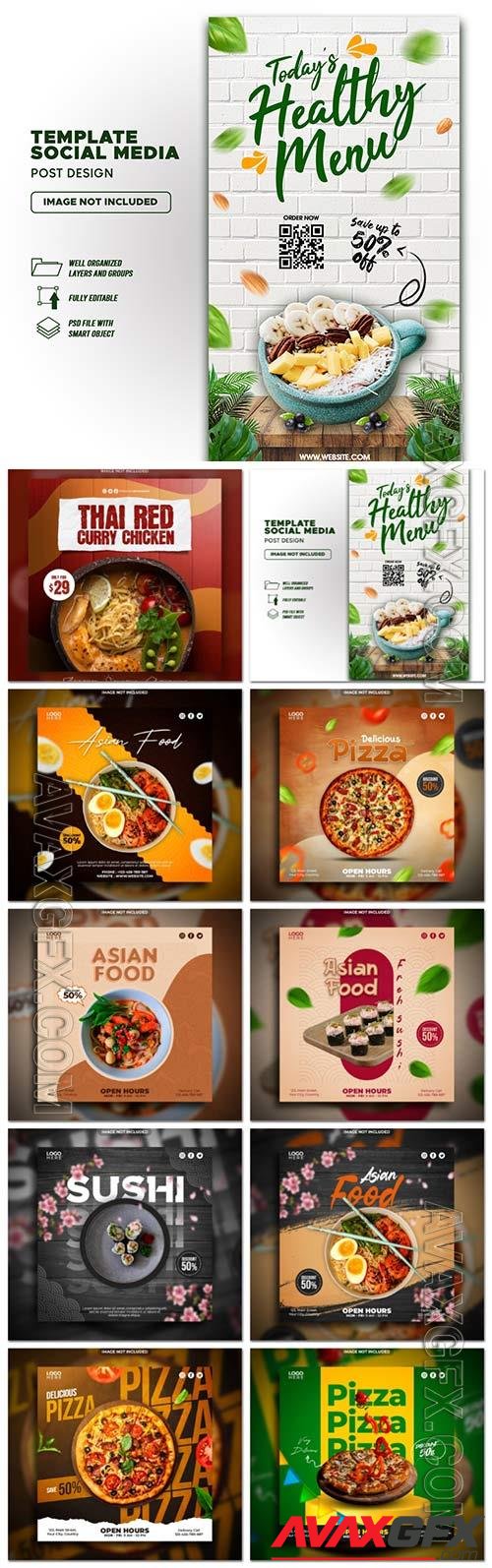 Food social media promotion psd flyer template vol 6