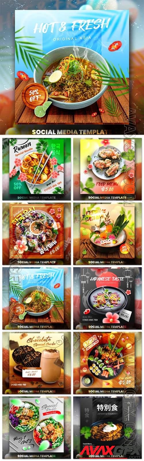 Food social media promotion psd flyer template vol 1