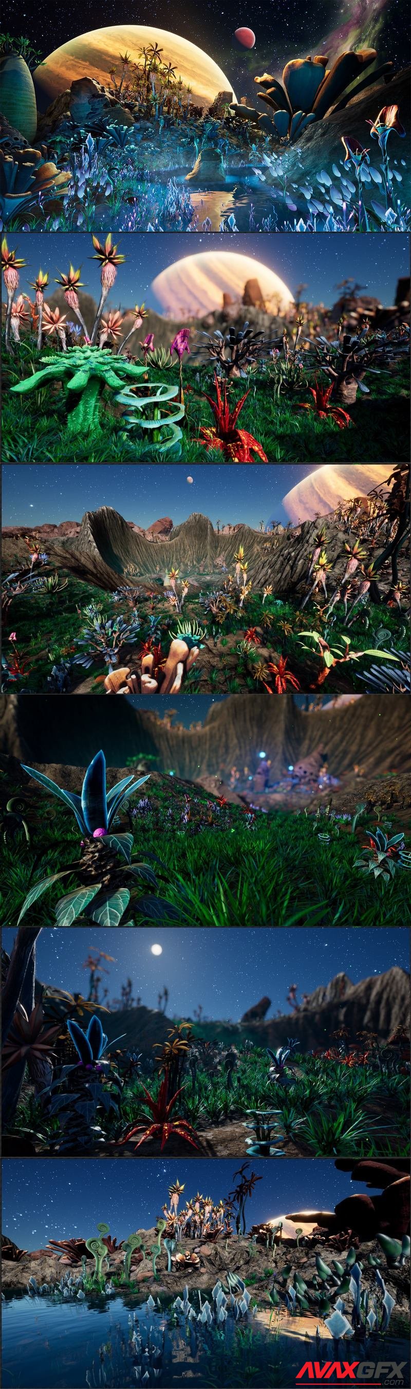 Alien Planet Fantasy Environment - Grassland Plants