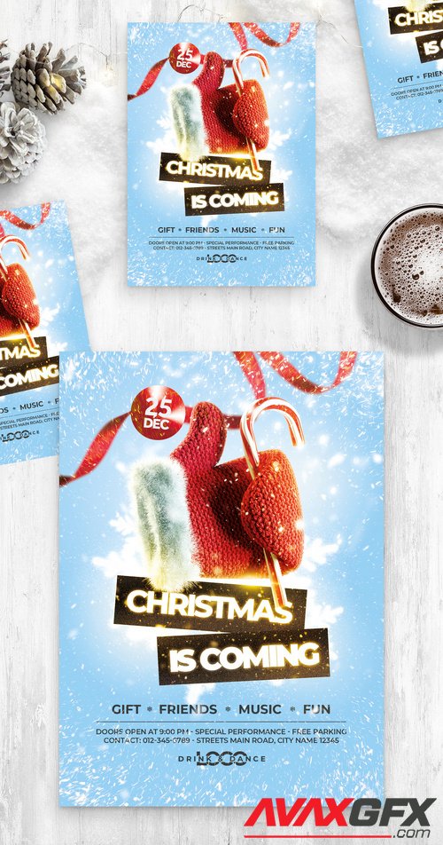 Adobestock - Christmas Flyer Poster Layout 532852025