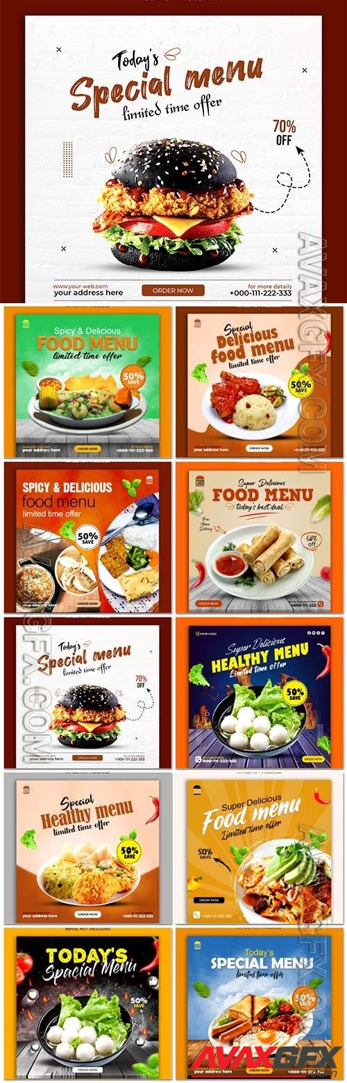 Food social media promotion psd flyer template vol 13
