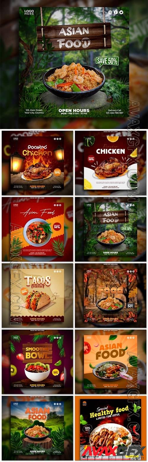 Food social media promotion psd flyer template vol 12