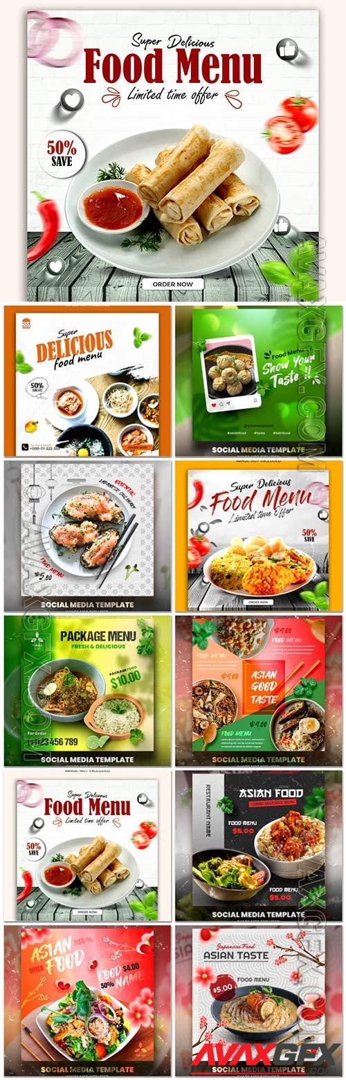 Food social media promotion psd flyer template vol 16