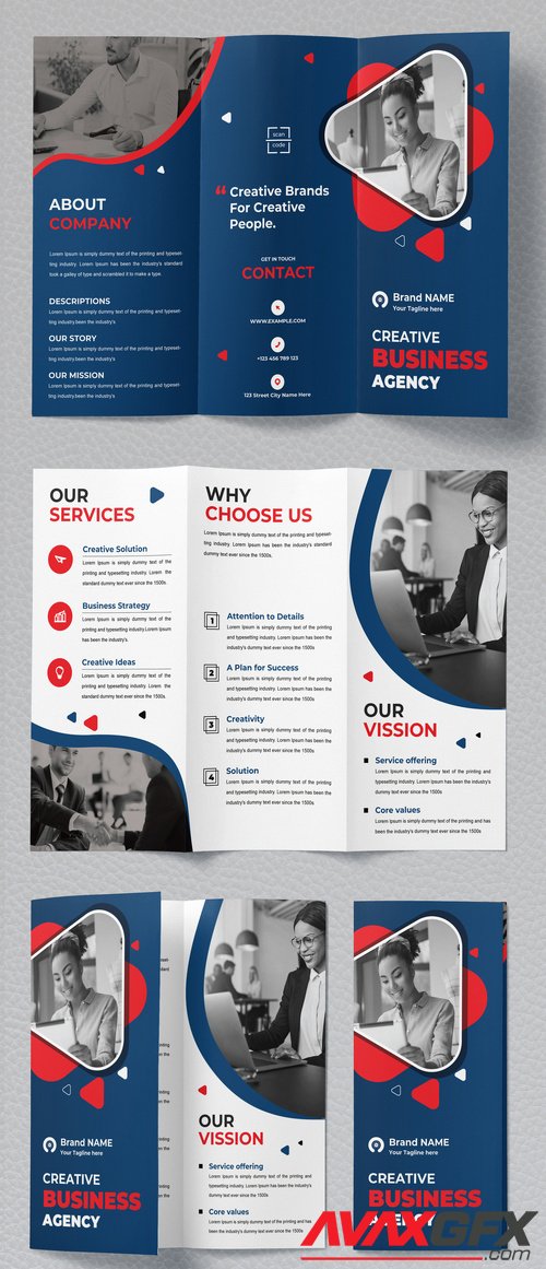 Adobestock - Blue and Red Tri-Fold Brochure Layout 506723345