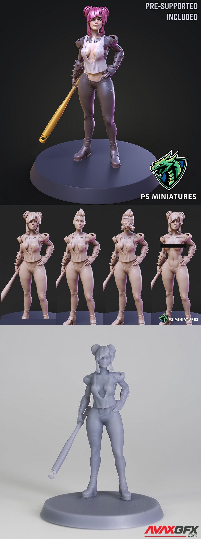 PS Miniatures - Cyberpunk Scrapper Girl Pose 1