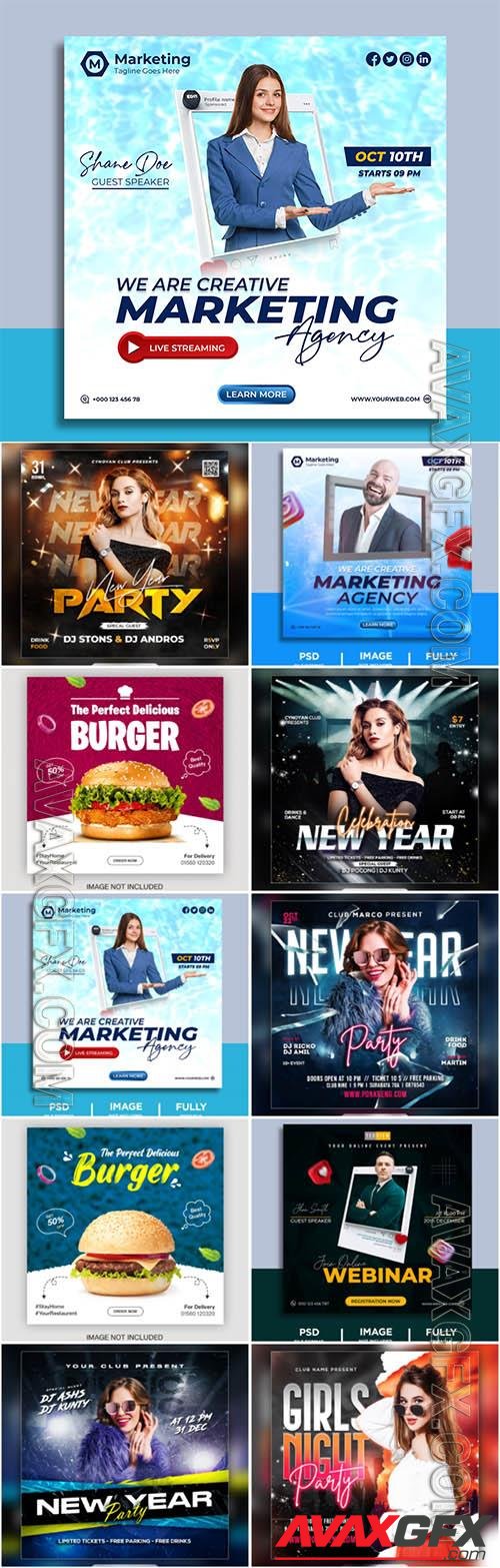 Flyer social media post, template banner psd set vol 12