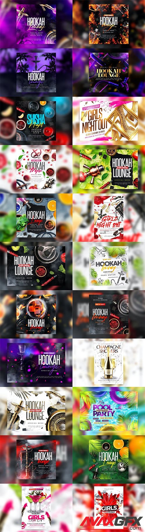 Hookah Lounge and Girls Night Out Flyers Pack