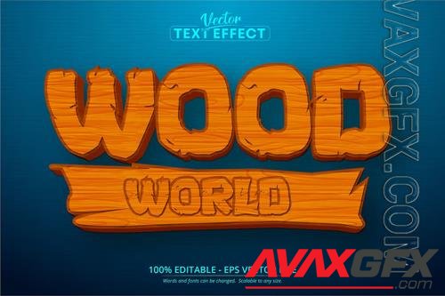 Wood - Editable Text Effect, Cartoon Font Style