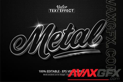 Metal - Editable Text Effect, Silver Font Style vol 3