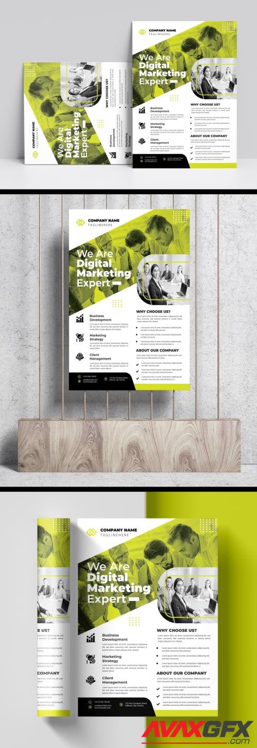 Adobestock - Green and White Corporate Flyer Layout 509470015