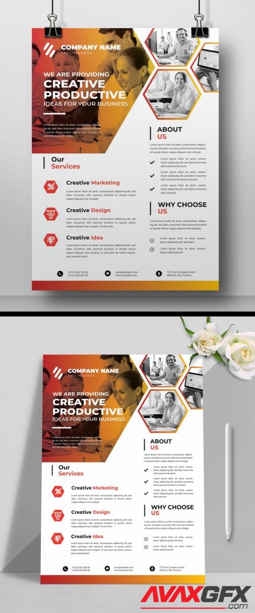 Adobestock - Corporate Flyer Layout with Orange Elements 509470017
