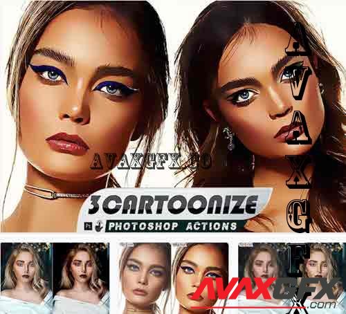 3 Vector Cartoon painting Photoshop Action - H4ZMB83