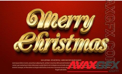 Vector merry christmas golden text effect template with 3d style