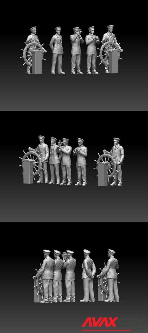 Captain and Offecers of Sailing Ship – 3D Print