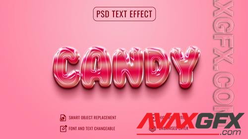 Psd shiny candy text effect mockup with customizable pink background