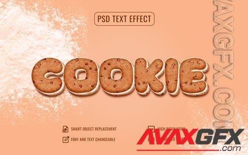 Psd cookie text effect with customizable flour background