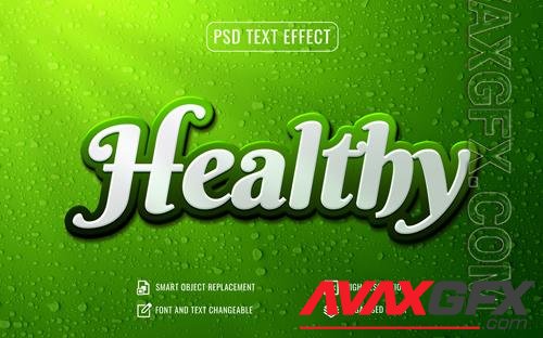 Psd organic healthy green 3d text effect with editable background