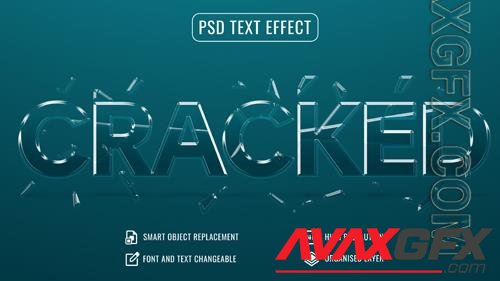 Psd crack text effect mockup with customizable ocean blue background