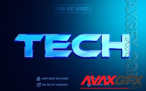 Psd 3d tech blue text effect