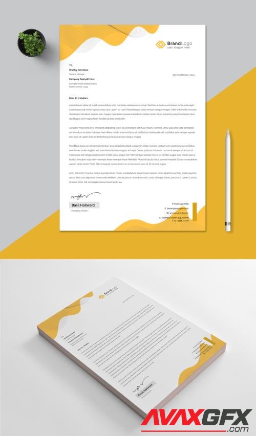 Adobestock - Letterhead Layout with Yellow Accents 519425919