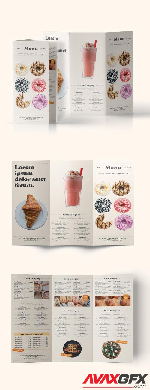 Adobestock - Trifold Café & Bakery Menu Layout 519227451