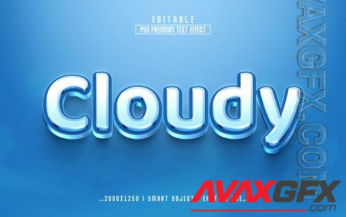 PSD cloudy 3d editable text effect psd with premium background