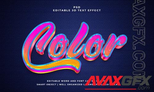 PSD color 3d editable psd text effect with background