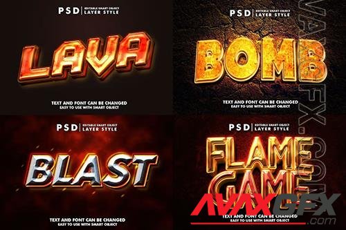 Set of Burn Editable Psd Text Effect