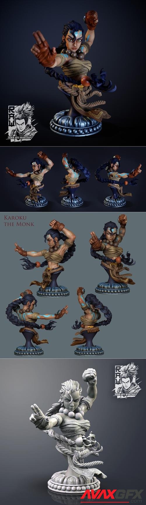 Ronin Arts - Karoku The Monk - Warrior Bust – 3D Print