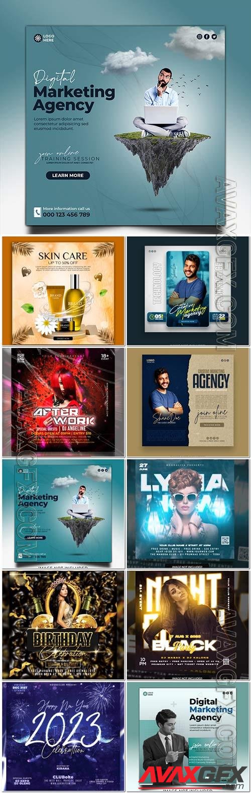 Flyer social media post, template banner psd set vol 22