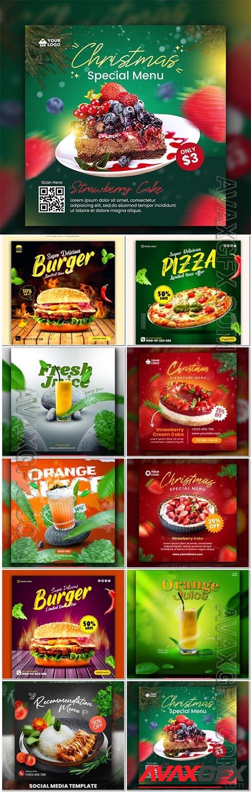 Food social media promotion psd flyer template vol 17