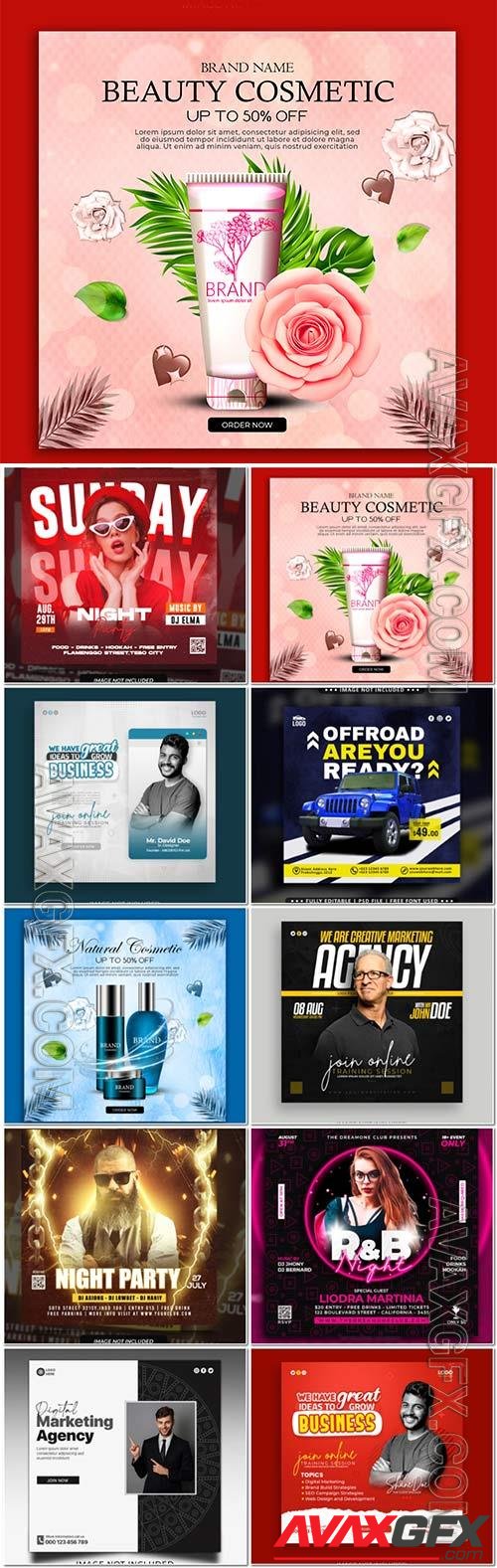 Flyer social media post, template banner psd set vol 25