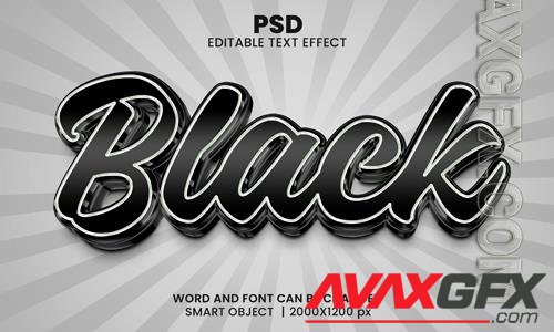 PSD black 3d editable photoshop text effect style with background