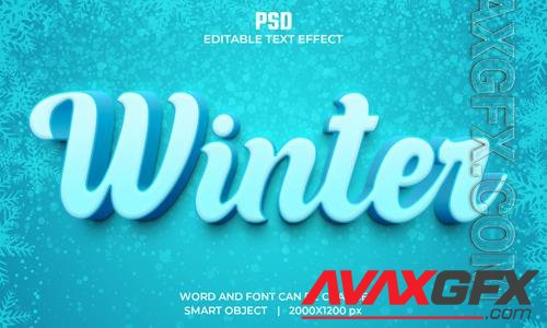 PSD winter 3d editable photoshop text effect style with background