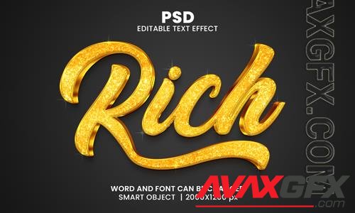 PSD rich luxury 3d editable photoshop text effect style with background