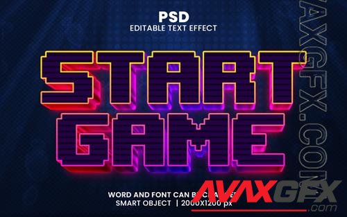 PSD start game 3d editable photoshop text effect style with background