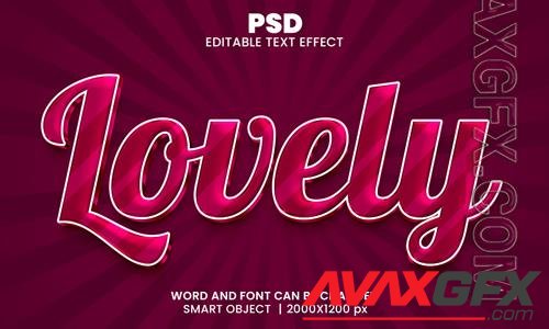 PSD lovely 3d editable photoshop text effect style with background