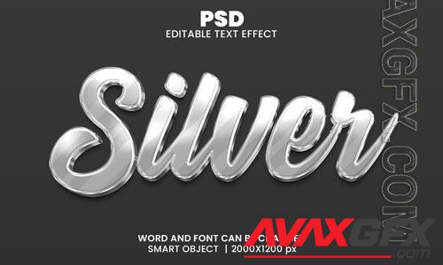 PSD silver 3d editable photoshop text effect style with background