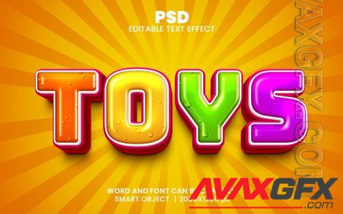 PSD toys comic style 3d editable photoshop text effect style with background